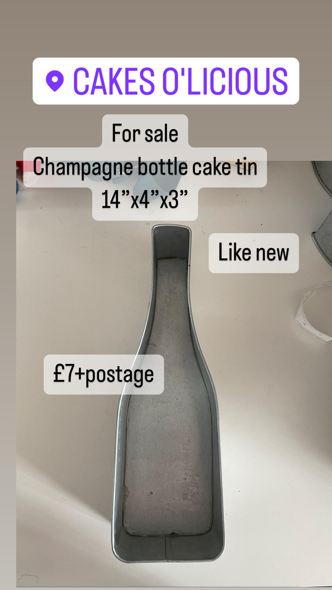Pre loved Cake Tin - Champagne/Wine Bottle