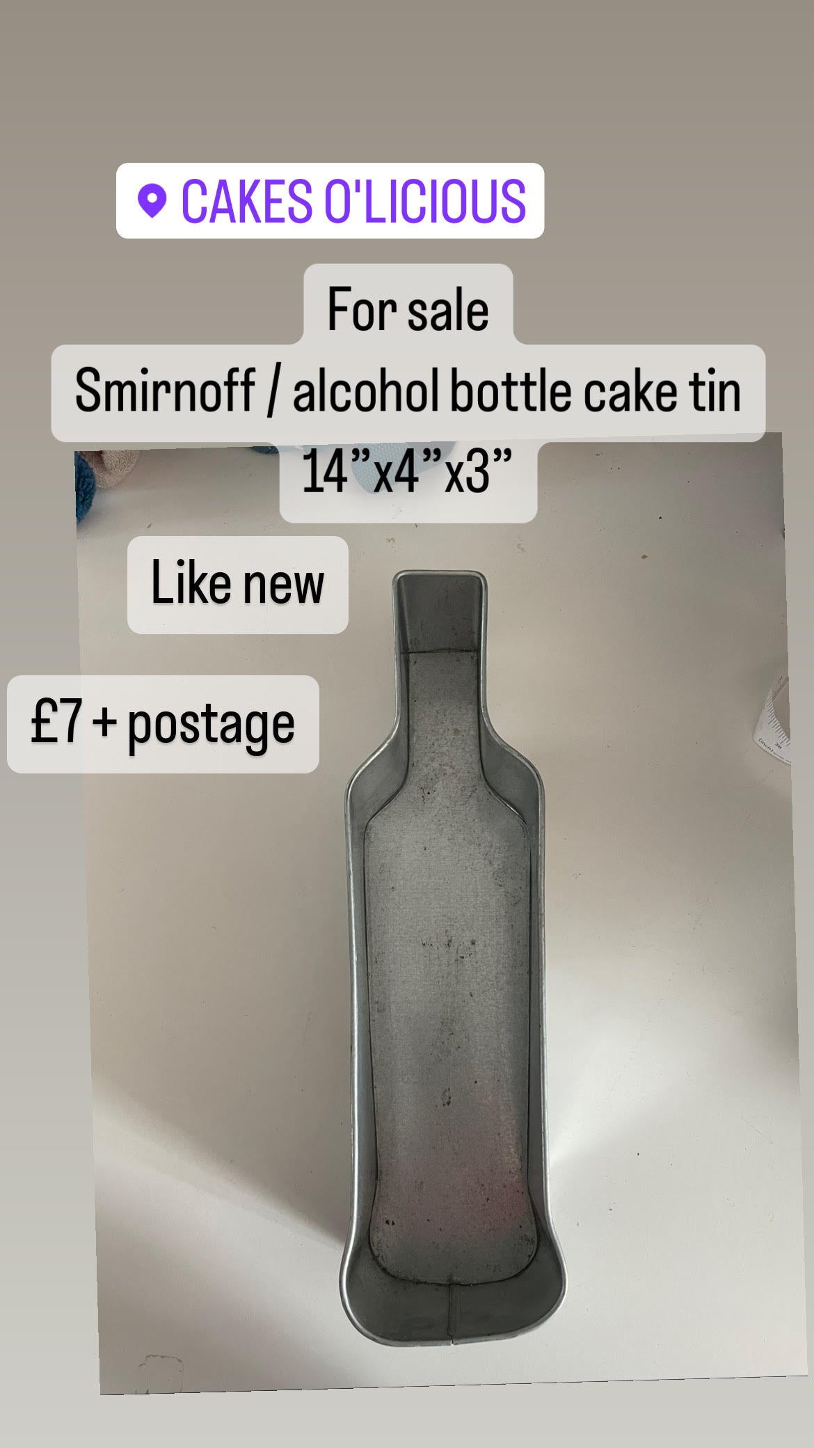 Pre loved Cake Tin Alcohol Bottle Vodka Whisky Cakes o Licious Cake supplies