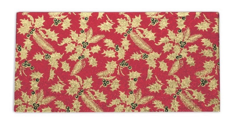 Christmas - Yule Log/Rectangular RED/Gold pattern cake card - 8x 4