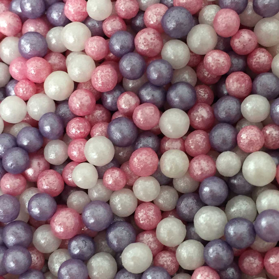 Sprinkles:  4mm Glimmer Pearls (dragees) Ice Pink - (Approx 50g)