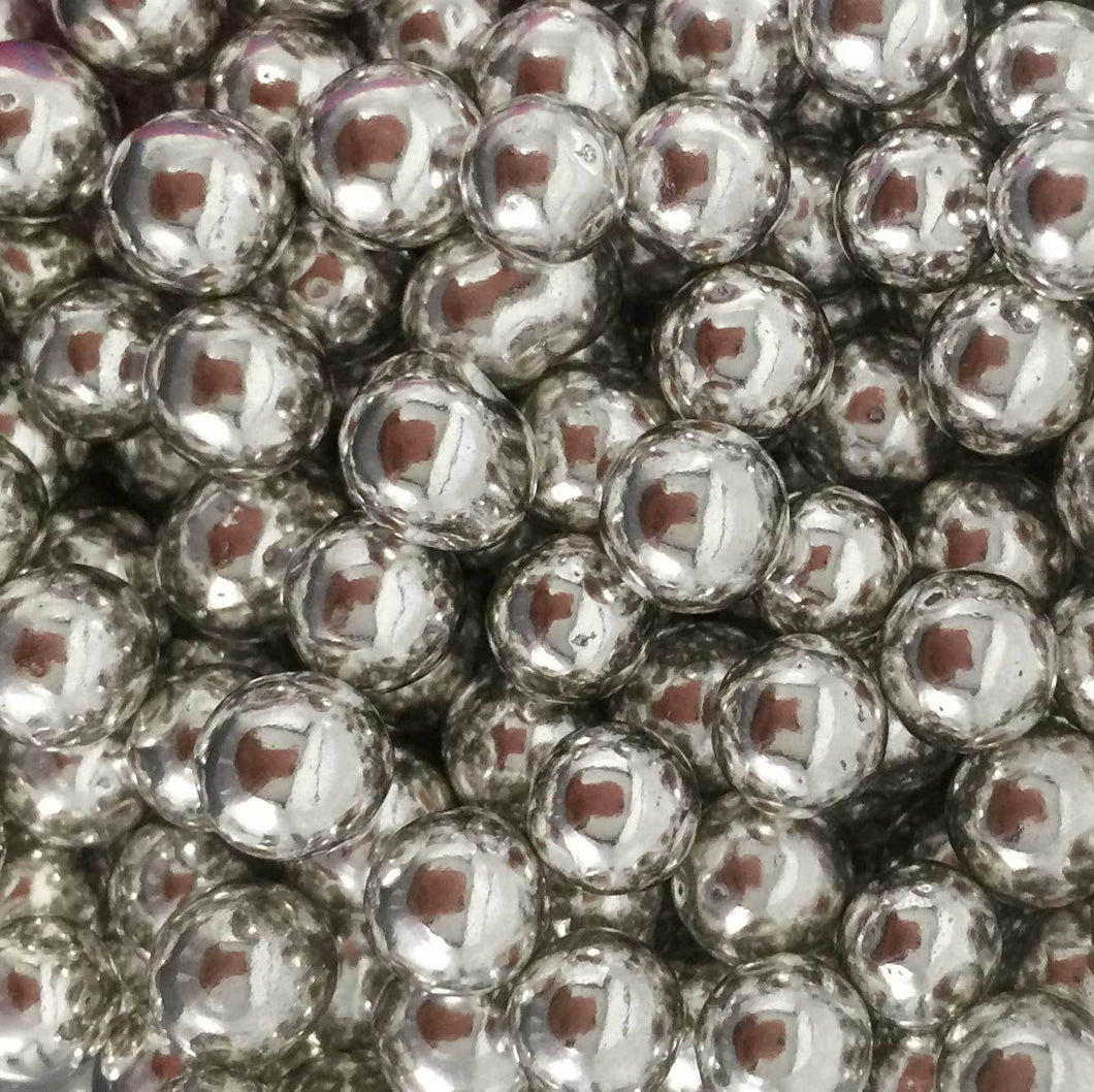 Sprinkles:  6mm Metallic Silver Pearls (Dragees)