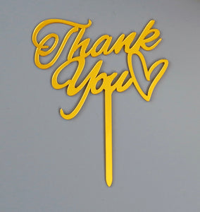 Cake Topper - “Thank You” Gold acrylic topper