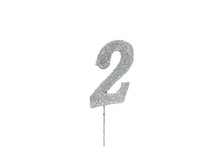 Load image into Gallery viewer, Cake Topper - Silver  Glitter Numbers - 0 to 80
