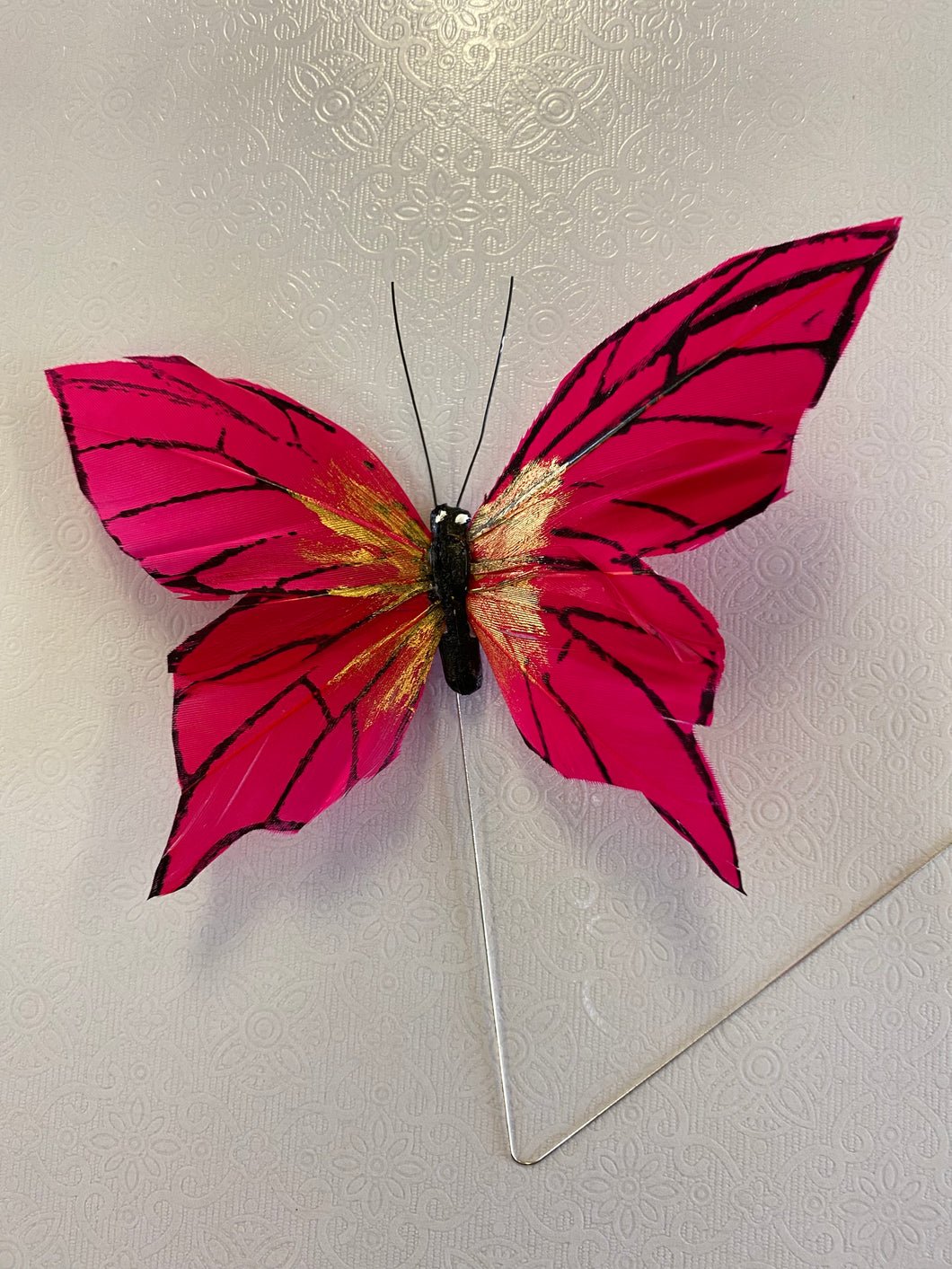 Removable Decoration - Cerise Pink Feather Butterfly