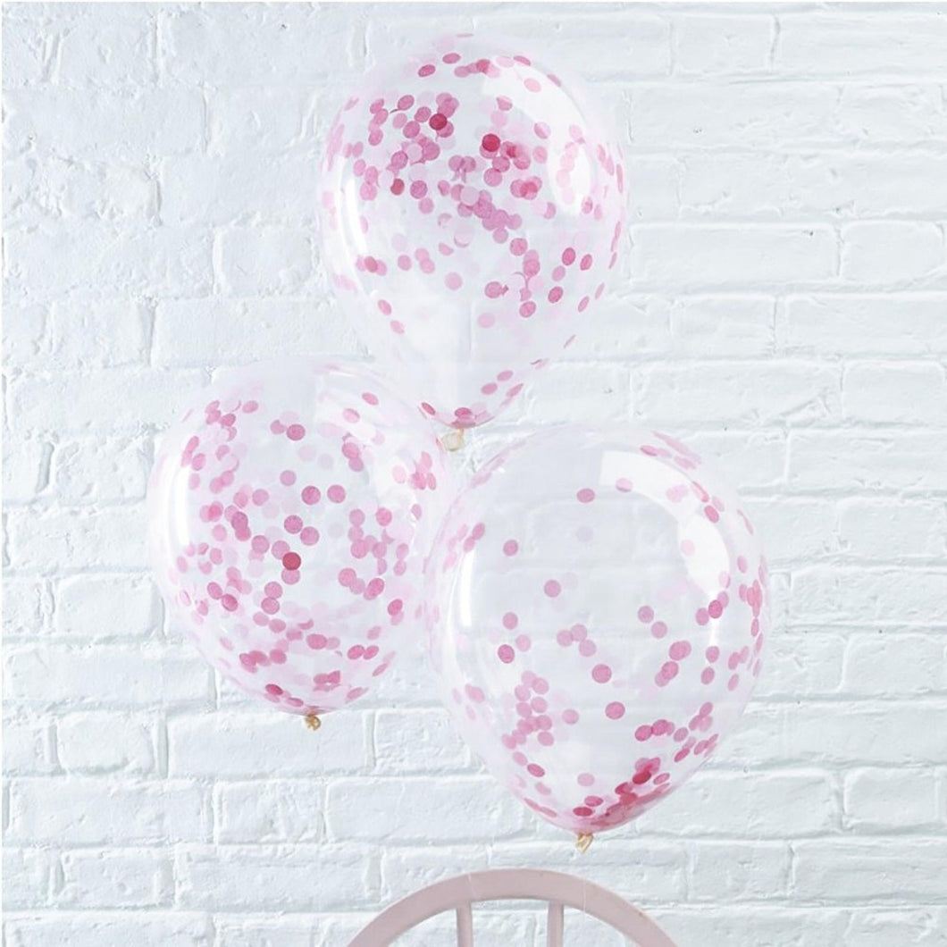 Balloons - Pink Confetti Balloons 5 pack (11 inch)