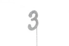 Load image into Gallery viewer, Cake Topper - Silver  Glitter Numbers - 0 to 80
