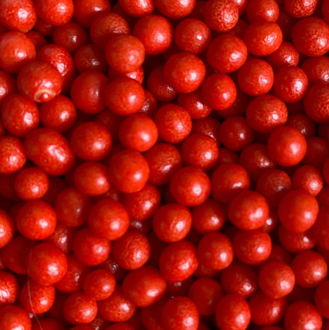 Sprinkles:  4mm Polished Pearls (Dragees) RED - (Approx 50g)
