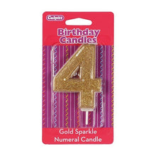 Load image into Gallery viewer, Candles - Gold Sparkle - Numbers 0 - 9
