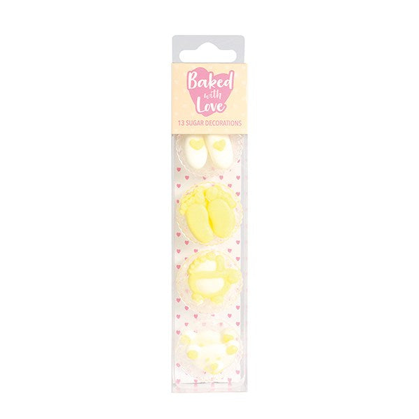 Edible Decorations - Baked with Love - Baby Cake  Yellow & White