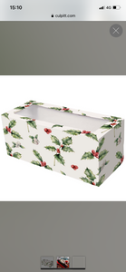 Cupcake Box - Vintage Holly Xmas log box - 304x127x127mm (12x5x5")
