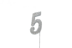 Cake Topper - Silver  Glitter Numbers - 0 to 80