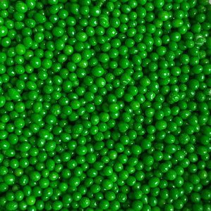 Sprinkles:   2mm Polished Pearls (Dragees) GREEN (Approx 50g)