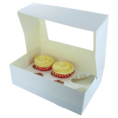 Cupcake boxes 6 hole x 3 inches deep White boxes