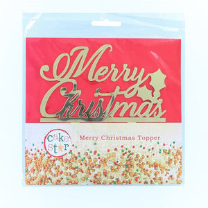 Cake topper:  Gold Merry Christmas