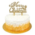 Cake topper:  Gold Merry Christmas