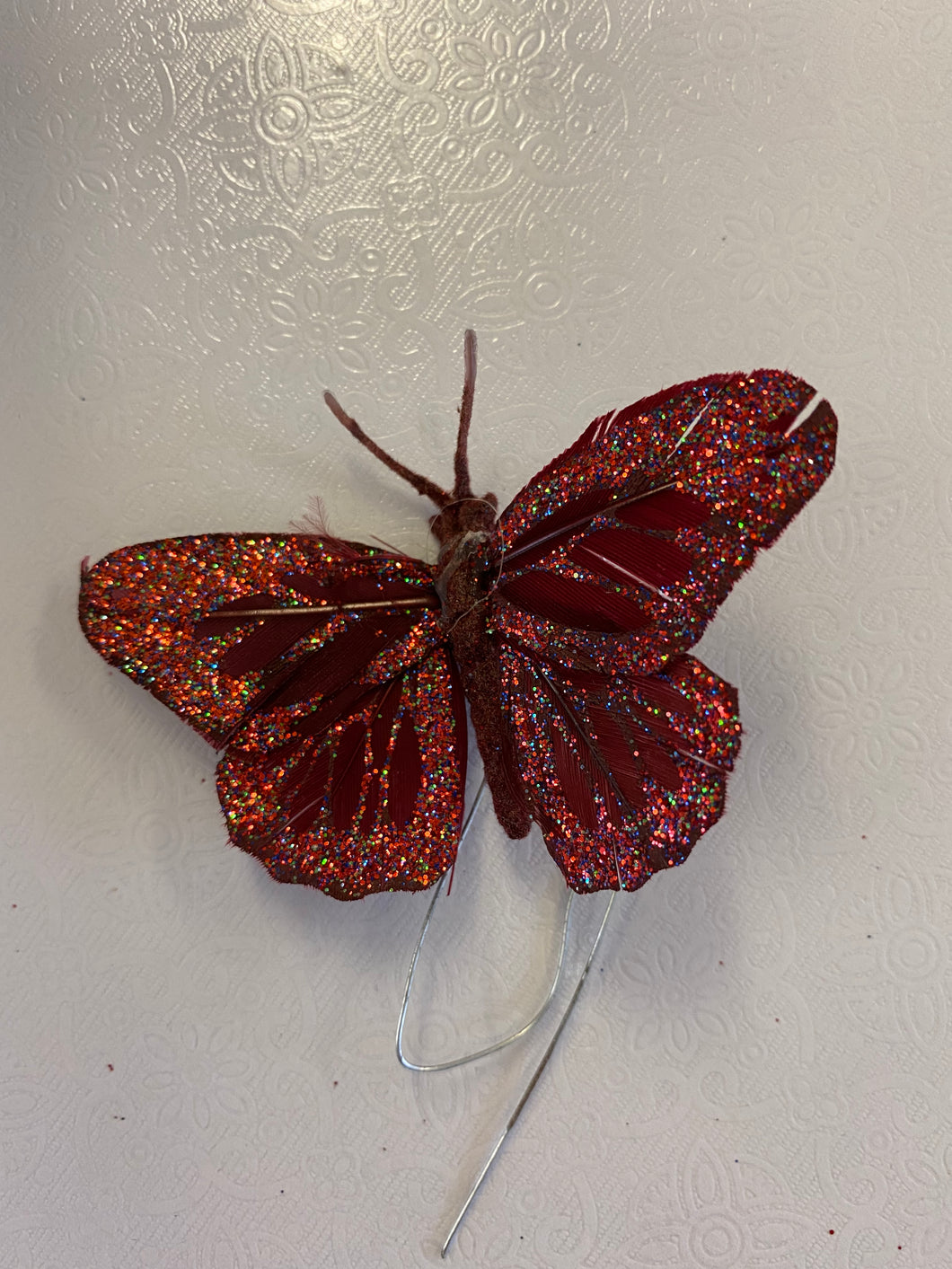 Removable Decoration - Claret/Wine Organza Butterfly with Clip