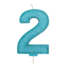 Load image into Gallery viewer, Candles - Culpitt Blue Sparkle - Numbers 0 - 9
