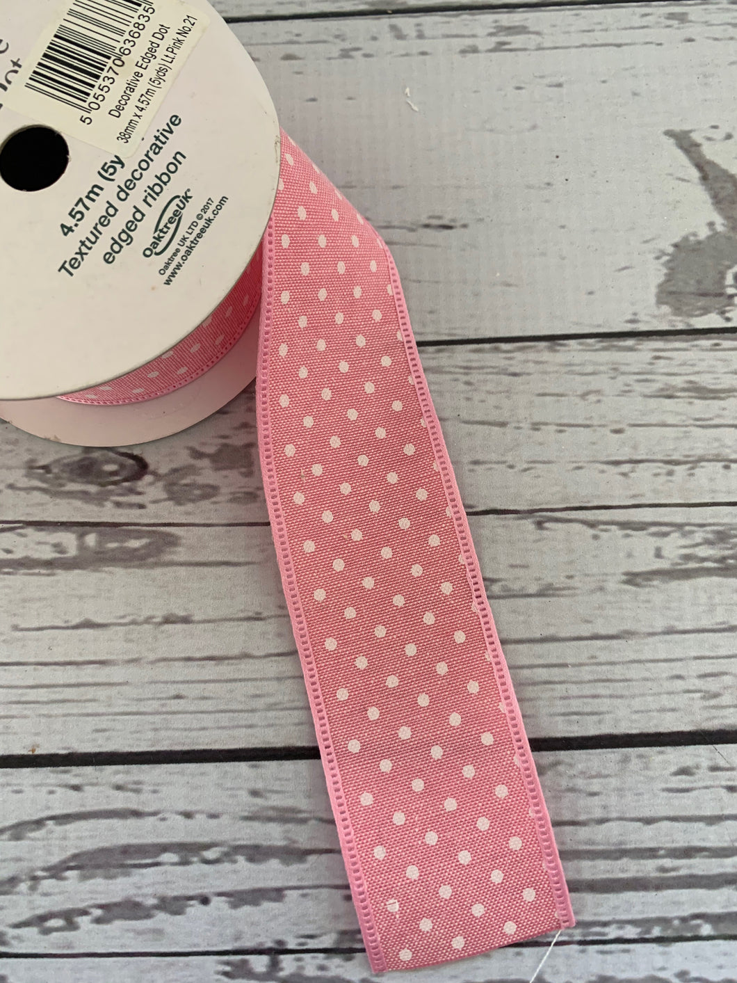 Ribbon - Eleganza Pink with white dots ( No 21)