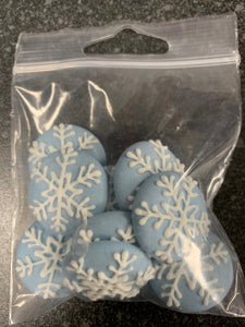 Edible Decorations -Blue with White Snowflakes.