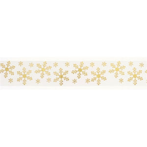 Ribbon - WHITE AND GOLD Christmas - 38mm