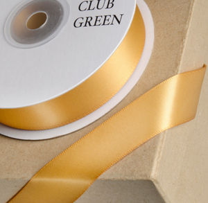Ribbon - Double Sided Satin Ribbon Club Green 15mm  Old Gold - SOLD PER METRE