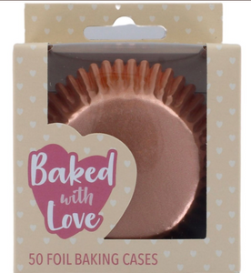 Cupcake Cases- Baked With Love Rose Gold - 50 pack