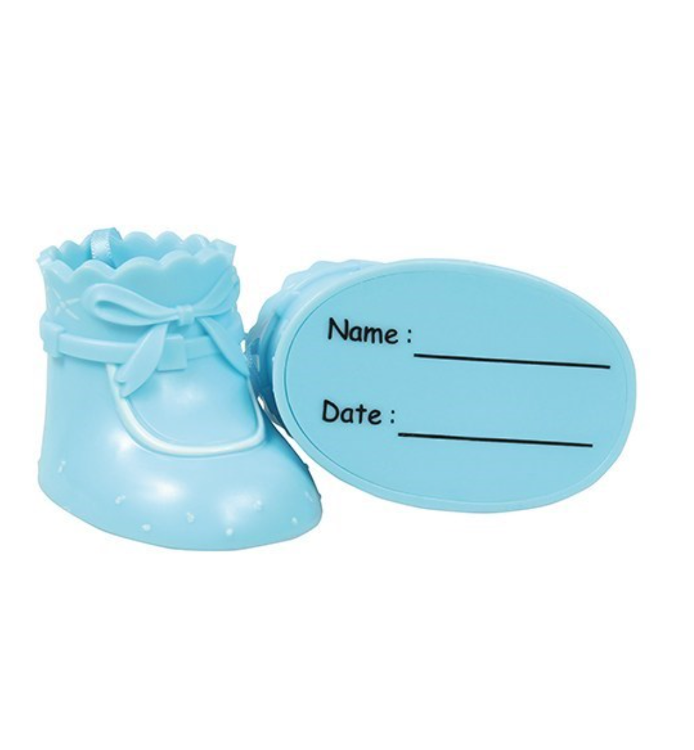 Cake Topper - Plastic Blue baby Shoes