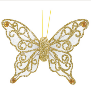 Removable Decoration -Gold Organza Butterfly with Clip