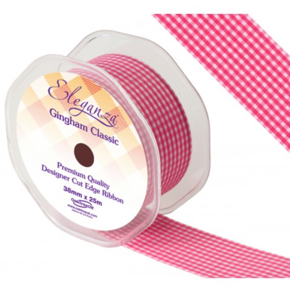 Ribbon - Eleganza Large Check - No 28 Fuchsia - 38mm