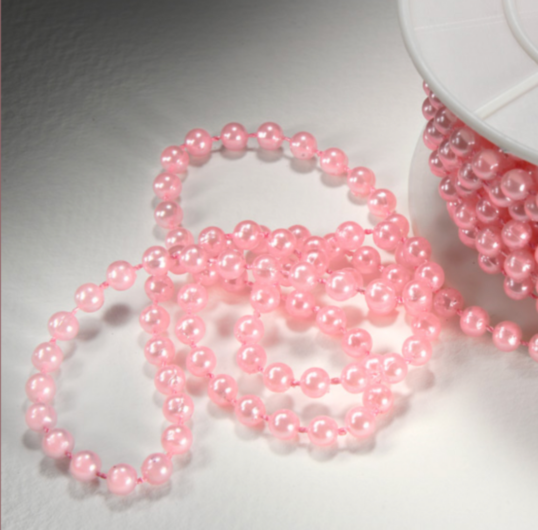 Ribbon - 5mm Pearls on a Reel Pink- SOLD PER METRE