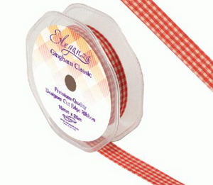 Ribbon - Eleganza Gingham Red Ribbon -No. 16 -  15mm