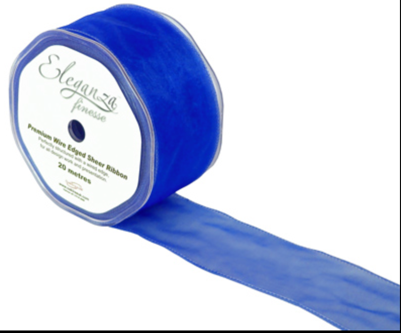 Ribbon - Eleganza Wired Edge Royal Blue 50mm Ribbon