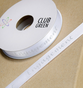 Ribbon - "Engagement" - Club Green White and Silver Ribbon 15mm