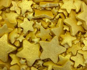 Sprinkles: Glimmer Stars:  Gold Mix (Mini, standard, jumbo) (approx 50g)