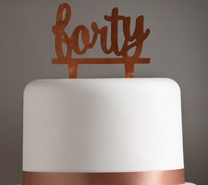 Cake Topper -  White "Forty"