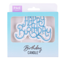 Load image into Gallery viewer, Candles - Blue Sparkly Happy Birthday Candle
