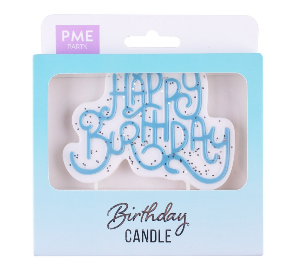 Candles - Blue Sparkly Happy Birthday Candle