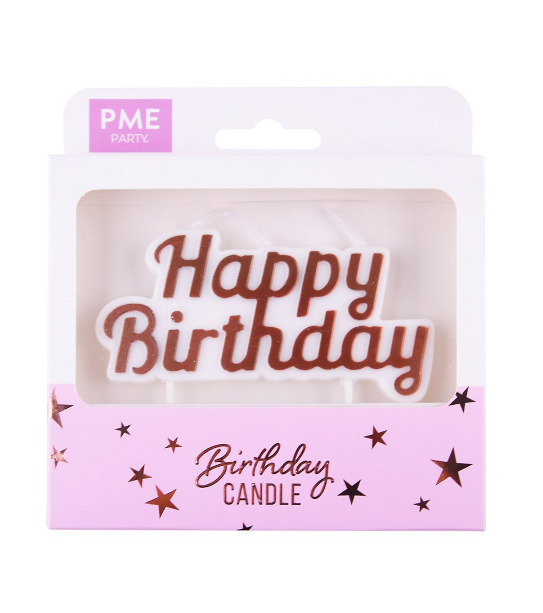 Candles - Rose Gold Sparkly Happy Birthday Candle