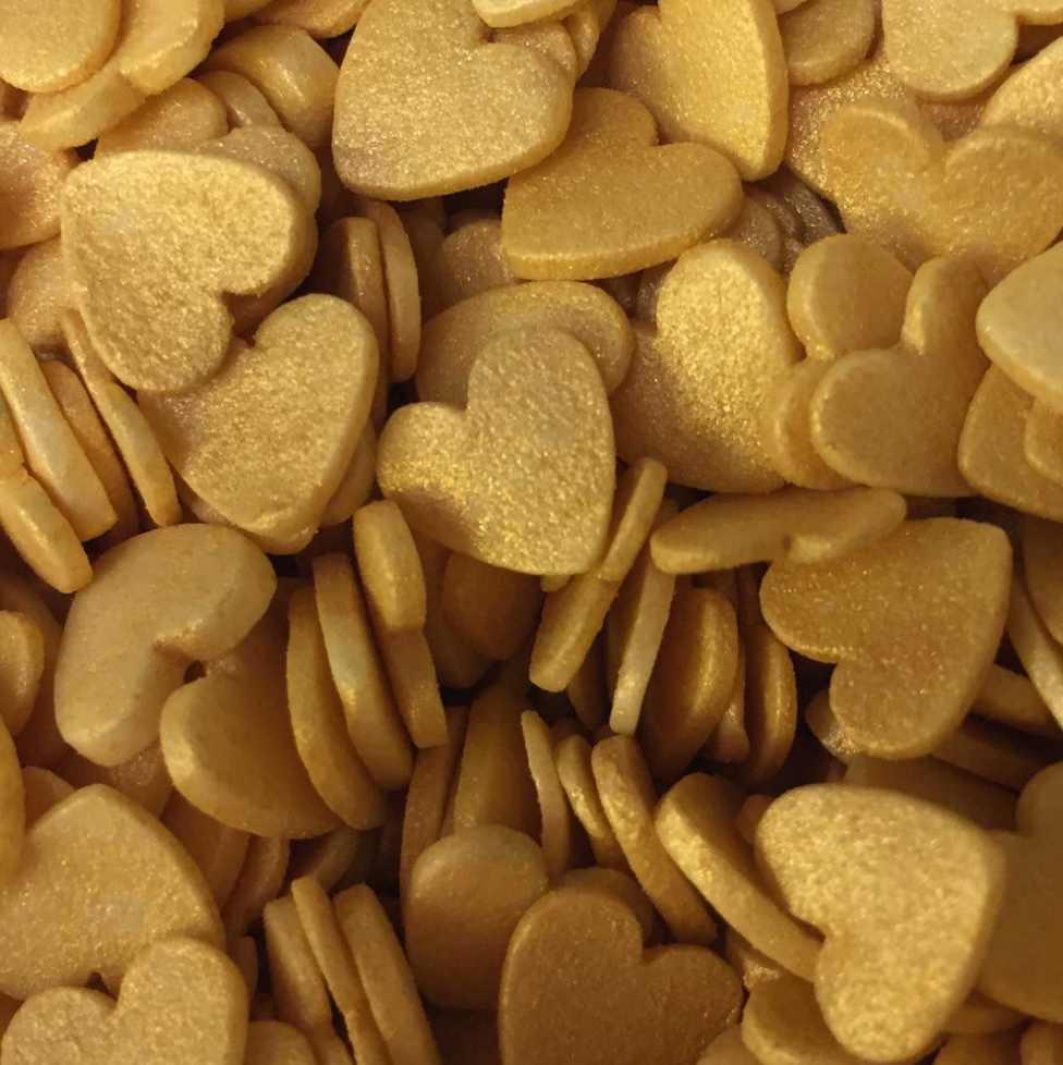 Sprinkles:  Glimmer Hearts - Gold (approx 50g)