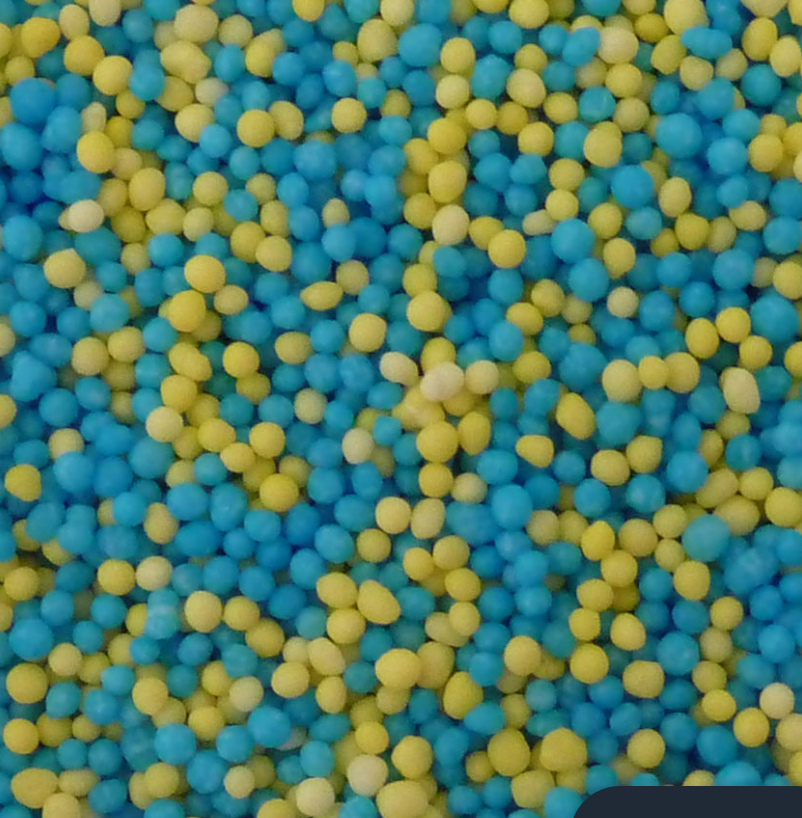 Sprinkles: - Matt 100s AND 1000s - Blue & Yellow (Approx 50g)
