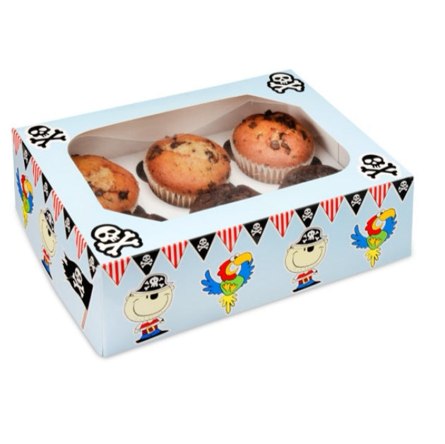 Cupcake Boxes - Childrens 6 hole - Pirates