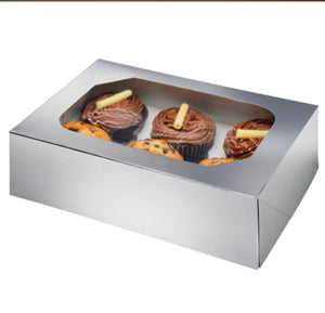 Cupcake Box - 6 Hole 3" Deep  - Silver