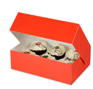 Cupcake box - 6 hole x 3" RED