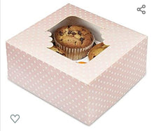 Load image into Gallery viewer, Cupcake Boxes - Baby Pink Polka Dots. Sun damage - 4 hole
