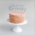 Cake Topper - Silver Acrylic Happy Birthday