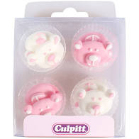 Edible Decorations- Pink and White Bear Faces