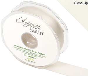 Ribbon:  Ivory  NO 61  Eleganza Double Faced Satin ribbon various sizes