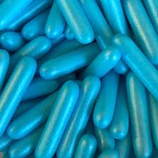 Sprinkles:  Macaroni Rods - Pearlescent Blue - Approx 50g