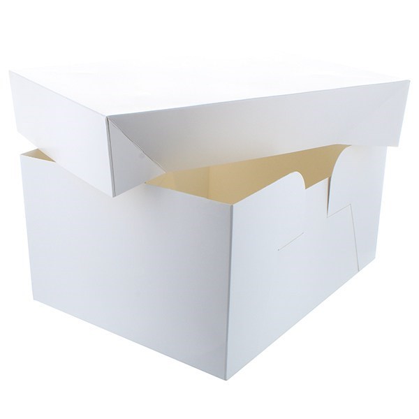 Cake Box - 12 x 9 inch white transportation box and lid