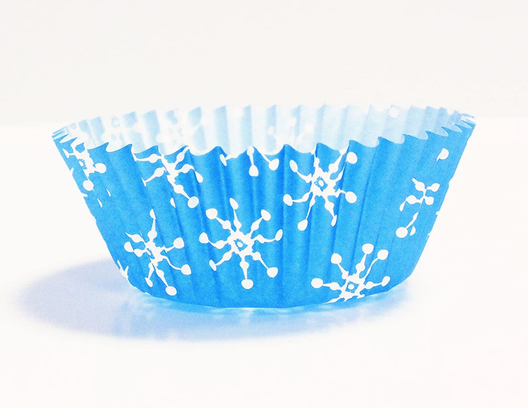 Cupcake Cases - Mini  blue snowflake Pk100